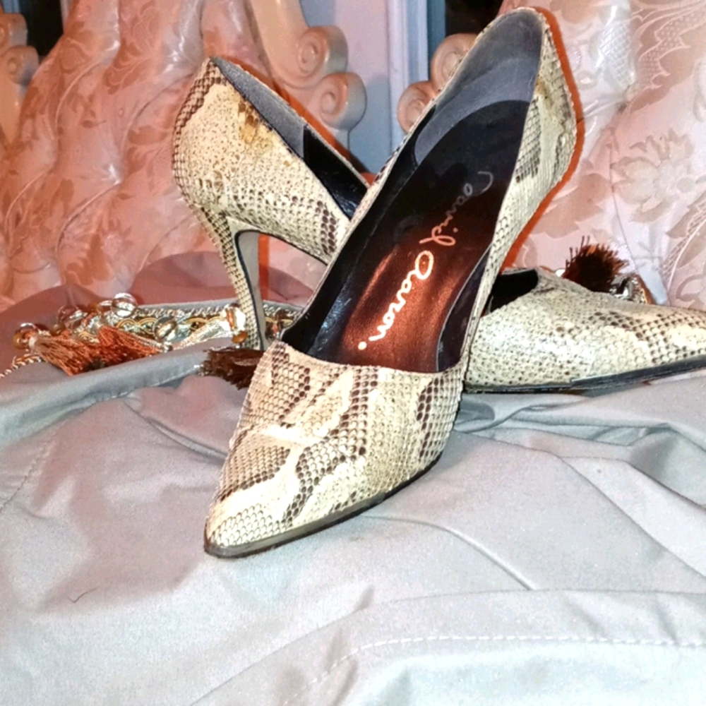 David Aaron Snake Skin Heels